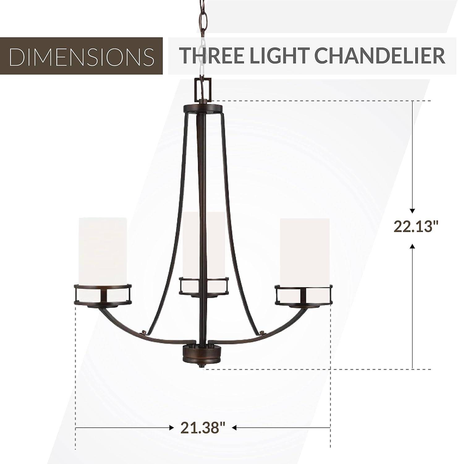 Generation Lighting 3-Light Robie Chandelier Bronze 3121603-710, Modern Ceiling Light Fixture for Room Decor| Chandelier for Dining Room or Living Room Uses A19 Standard or LED Light Bulbs
