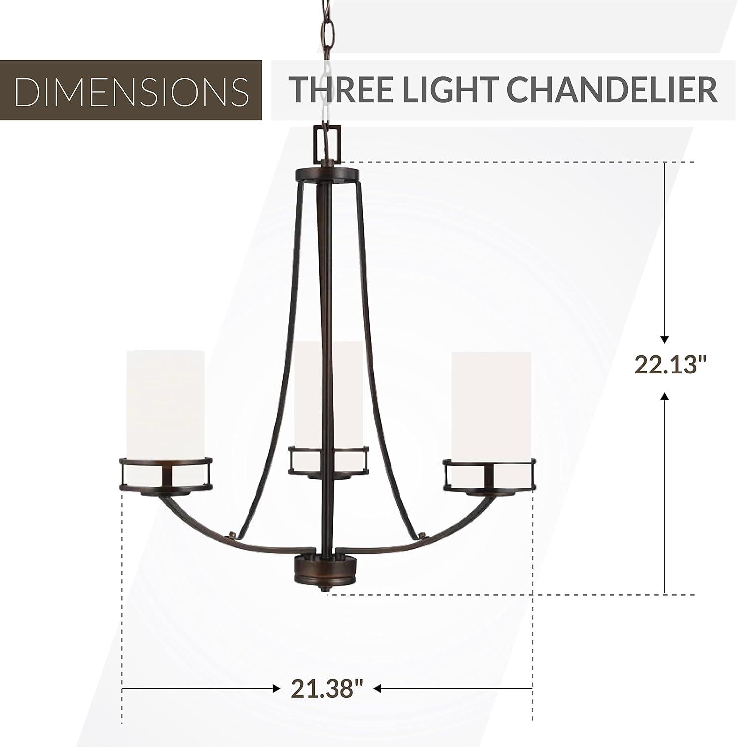 Generation Lighting 3-Light Robie Chandelier Bronze 3121603-710, Modern Ceiling Light Fixture for Room Decor| Chandelier for Dining Room or Living Room Uses A19 Standard or LED Light Bulbs