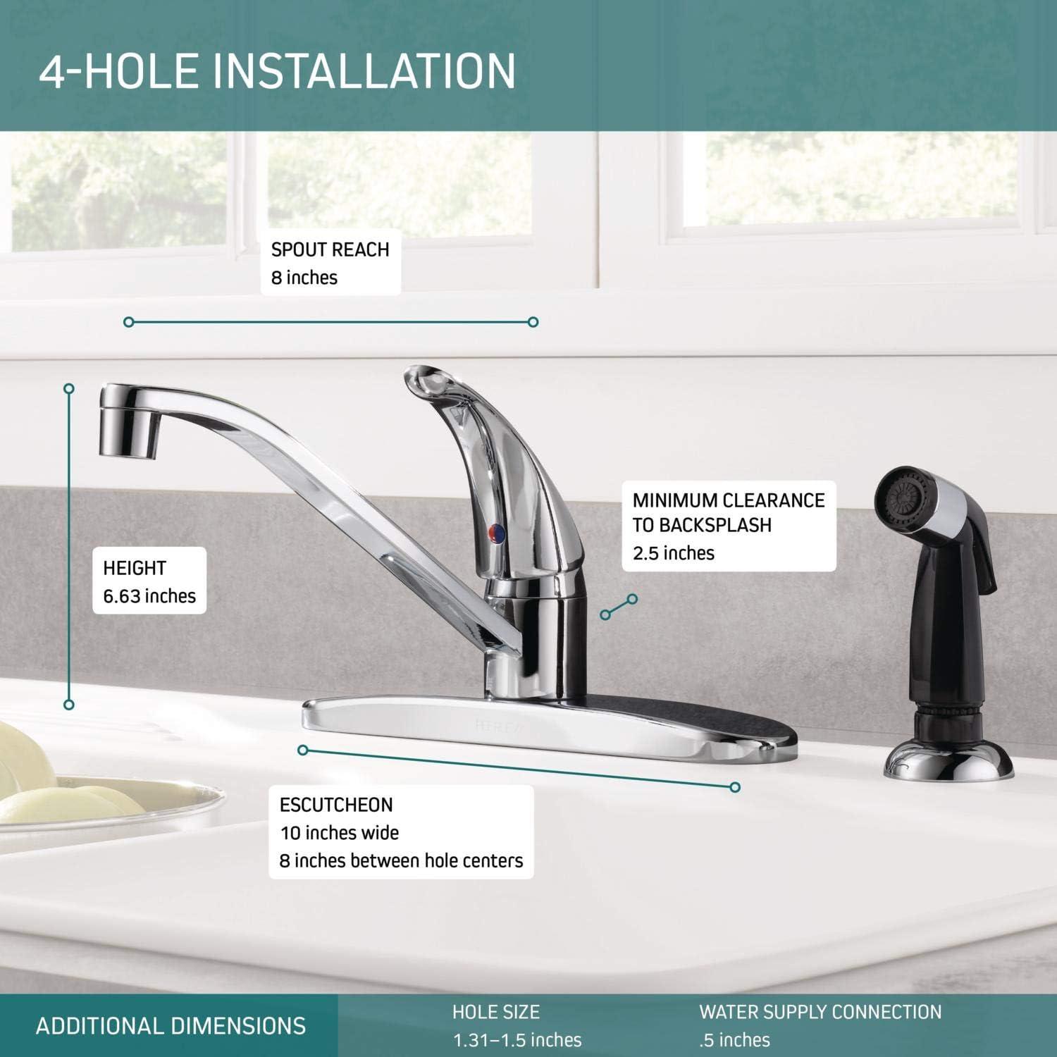 Core Single-Handle Kitchen Sink Faucet with Side Sprayer, 3-Hole Kitchen Faucet