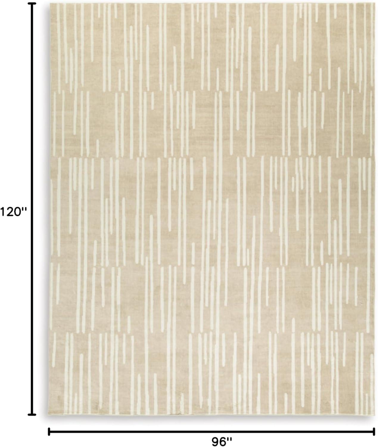 Tan and Cream Abstract Washable 8' x 10' Rug