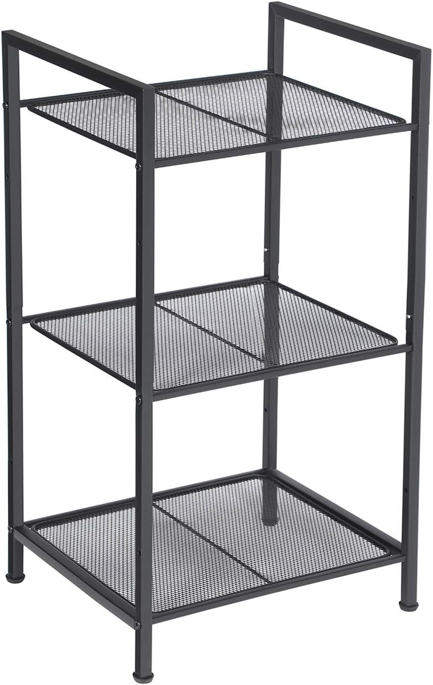 SONGMICS 3-Tier Storage Rack, Customizable Bathroom Shelf Black