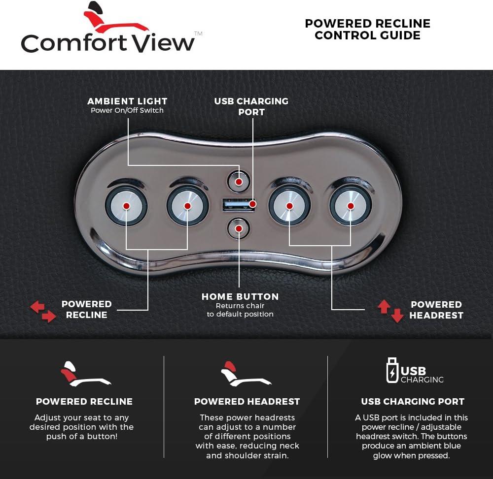 Seatcraft Republic Italian Leather Home Theater Furniture, Living Room, Power Headrest, Power Recline (Sofa with Fold-Down Table, Black)