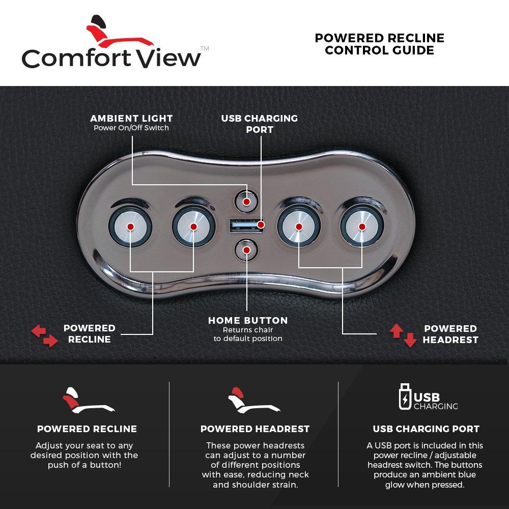 Seatcraft Republic Italian Leather Home Theater Furniture, Living Room, Power Headrest, Power Recline (Sofa with Fold-Down Table, Black)