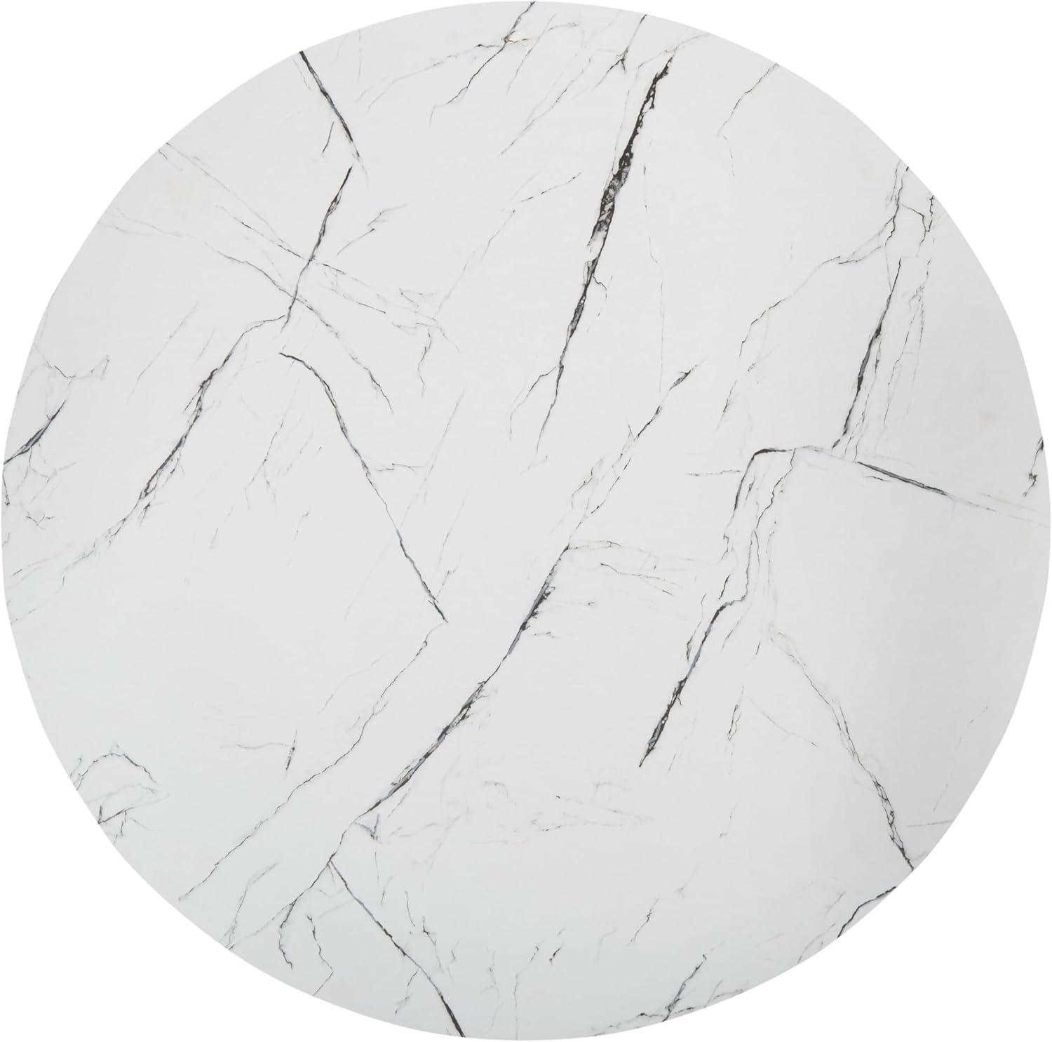Pia Marble Coffee Table - White Marble/Black - Safavieh