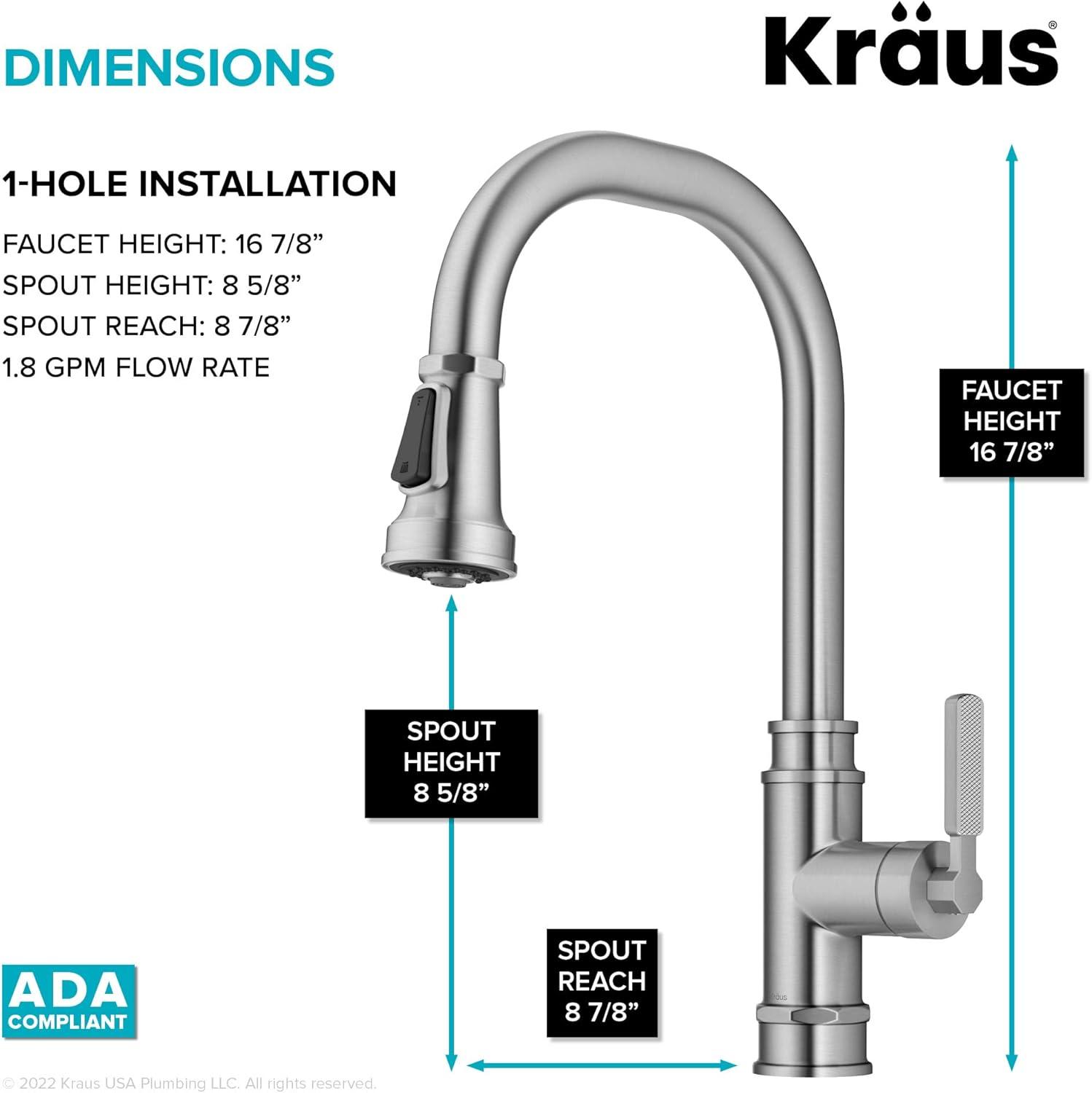 Allyn Transitional Industrial Pull-Down Single Handle Kitchen Faucet
