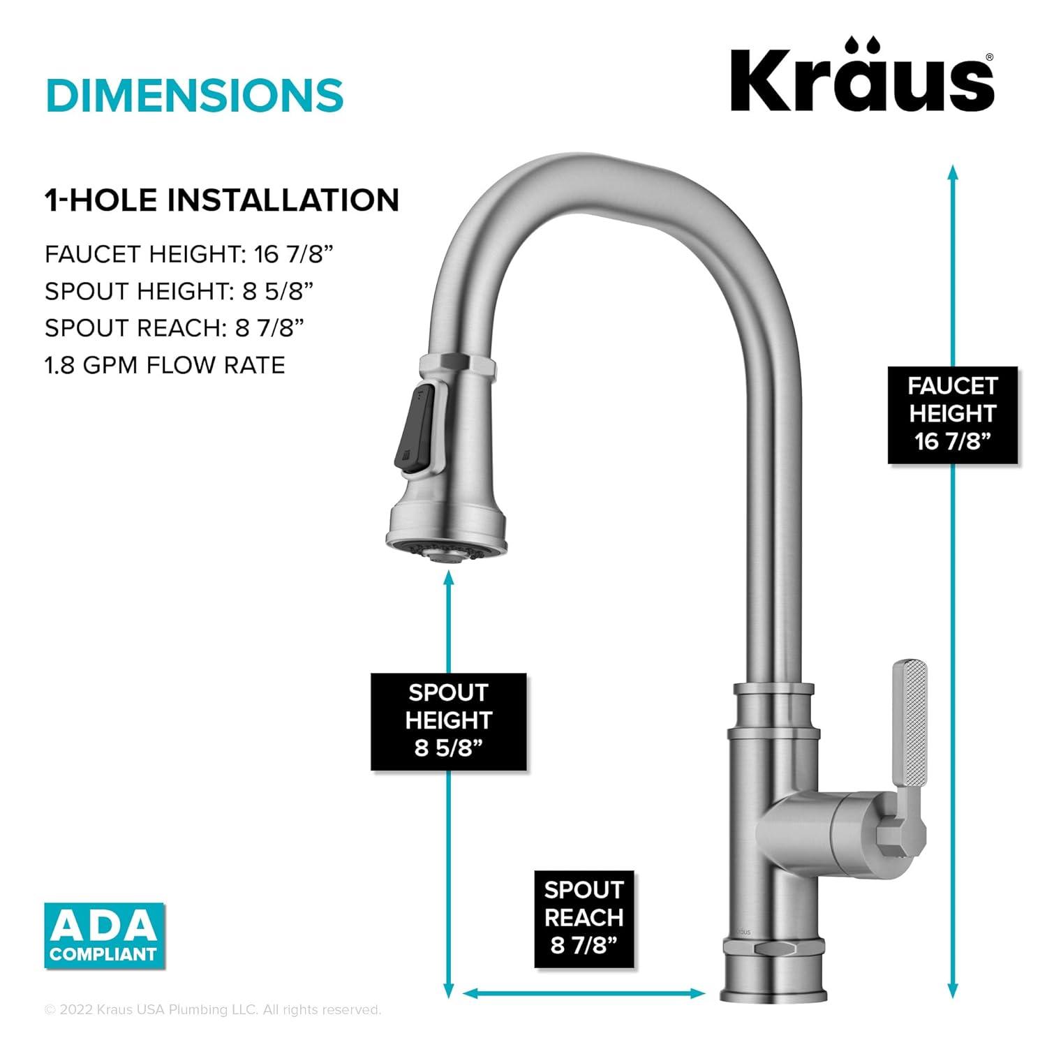 Allyn Transitional Industrial Pull-Down Single Handle Kitchen Faucet