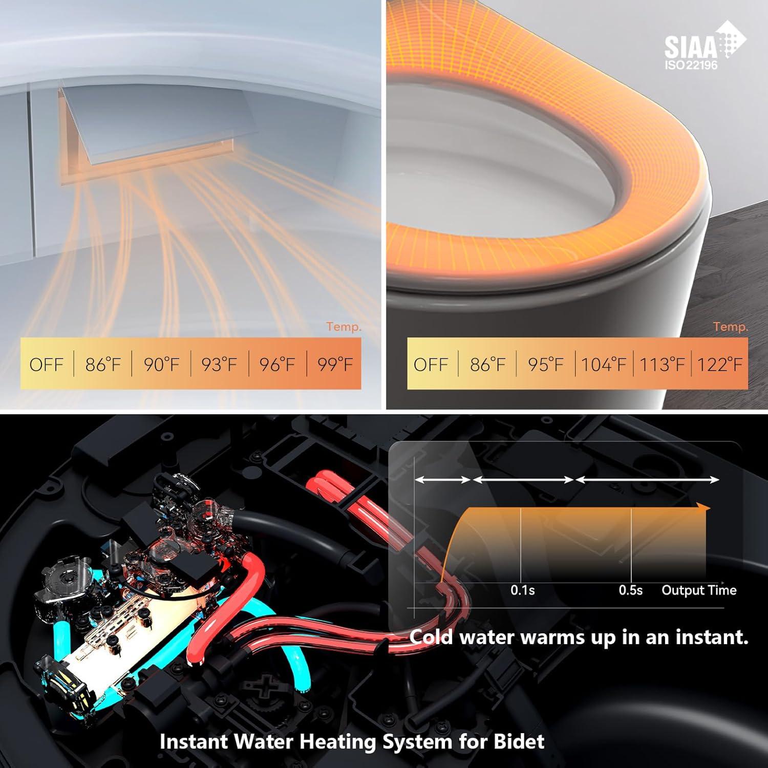 White High Efficiency One-Piece Smart Toilet with Bidet