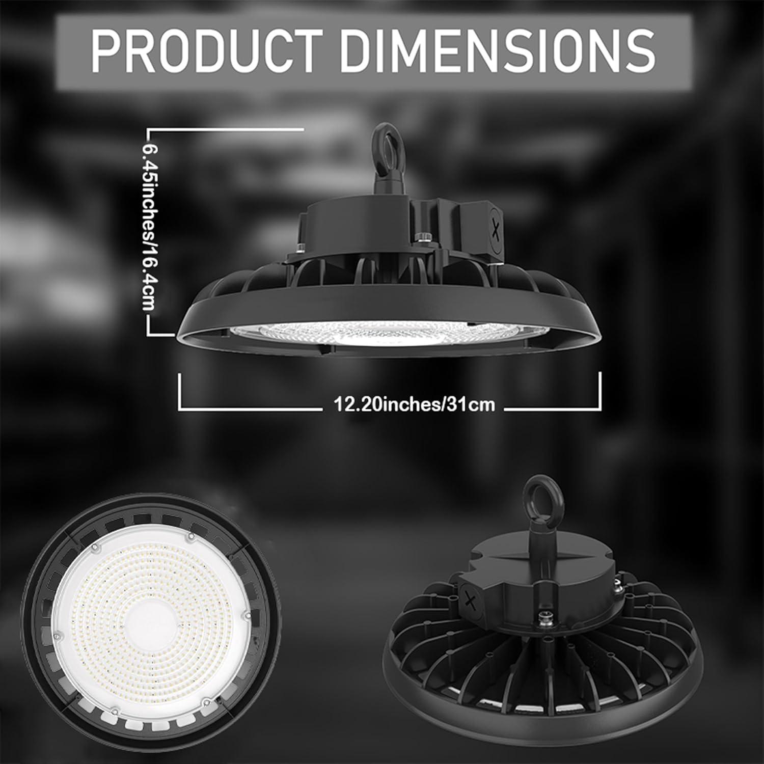 Black Aluminum UFO LED High Bay Light with Clear Glass Lens