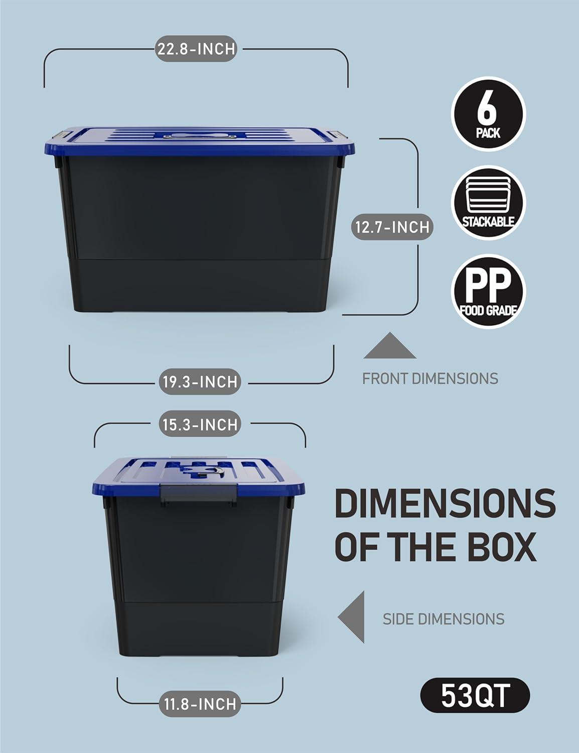 Clear Stackable Plastic Storage Boxes with Lids, 6-Pack, 5 Liters