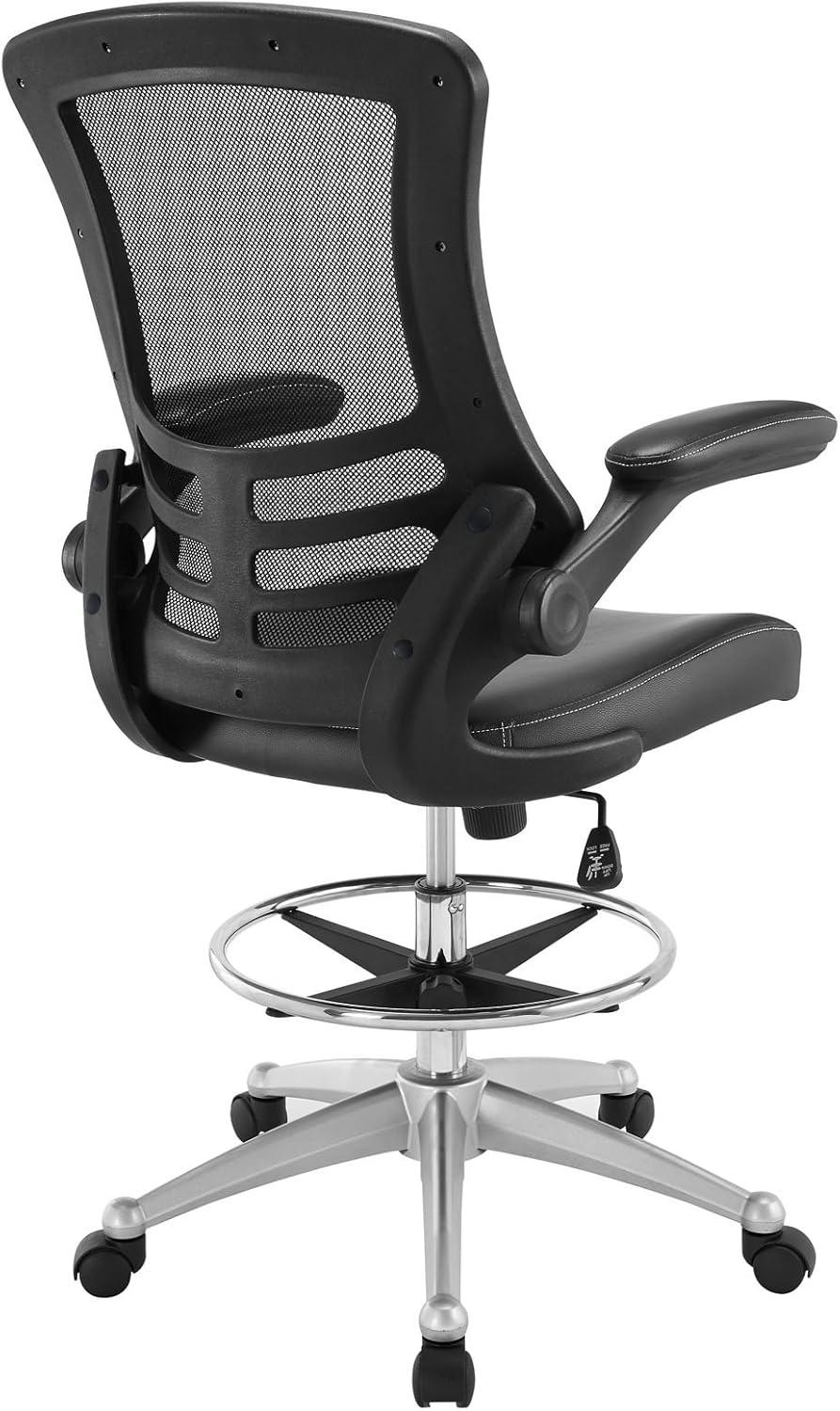 Modway Modway Attainment Vinyl Drafting Chair - Drafting Stool With Flip-Up Arm