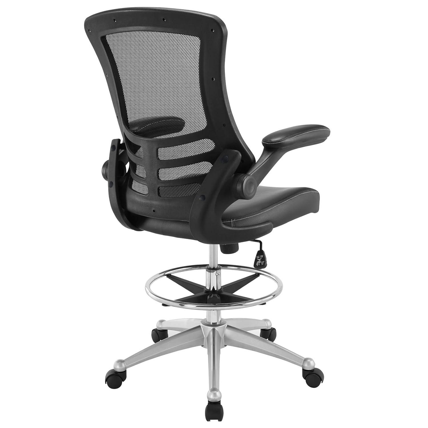 Modway Modway Attainment Vinyl Drafting Chair - Drafting Stool With Flip-Up Arm
