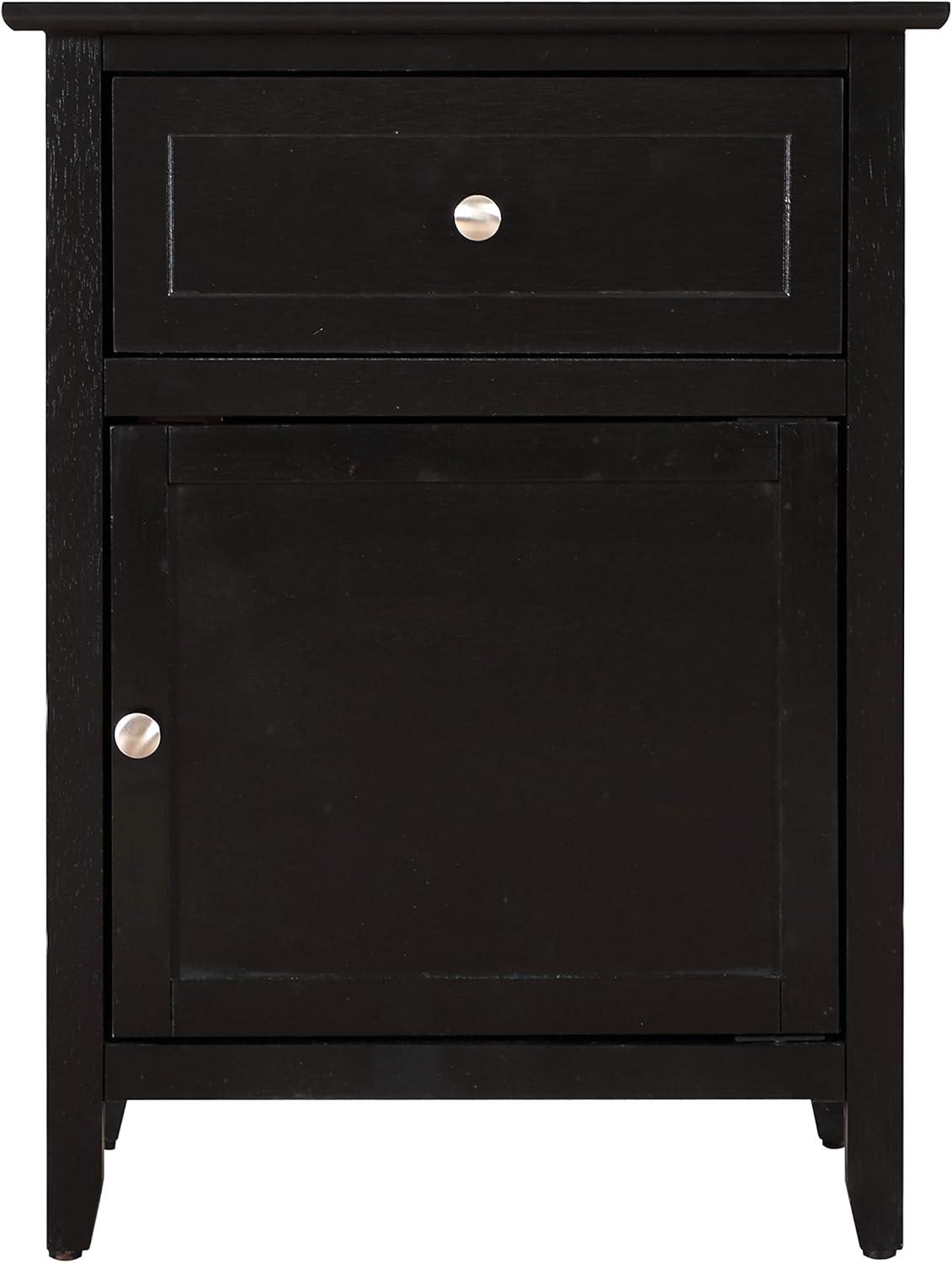 Glory Furniture Izzy 1 Drawer/1 Storage Door Wood Nightstand End Table, Black