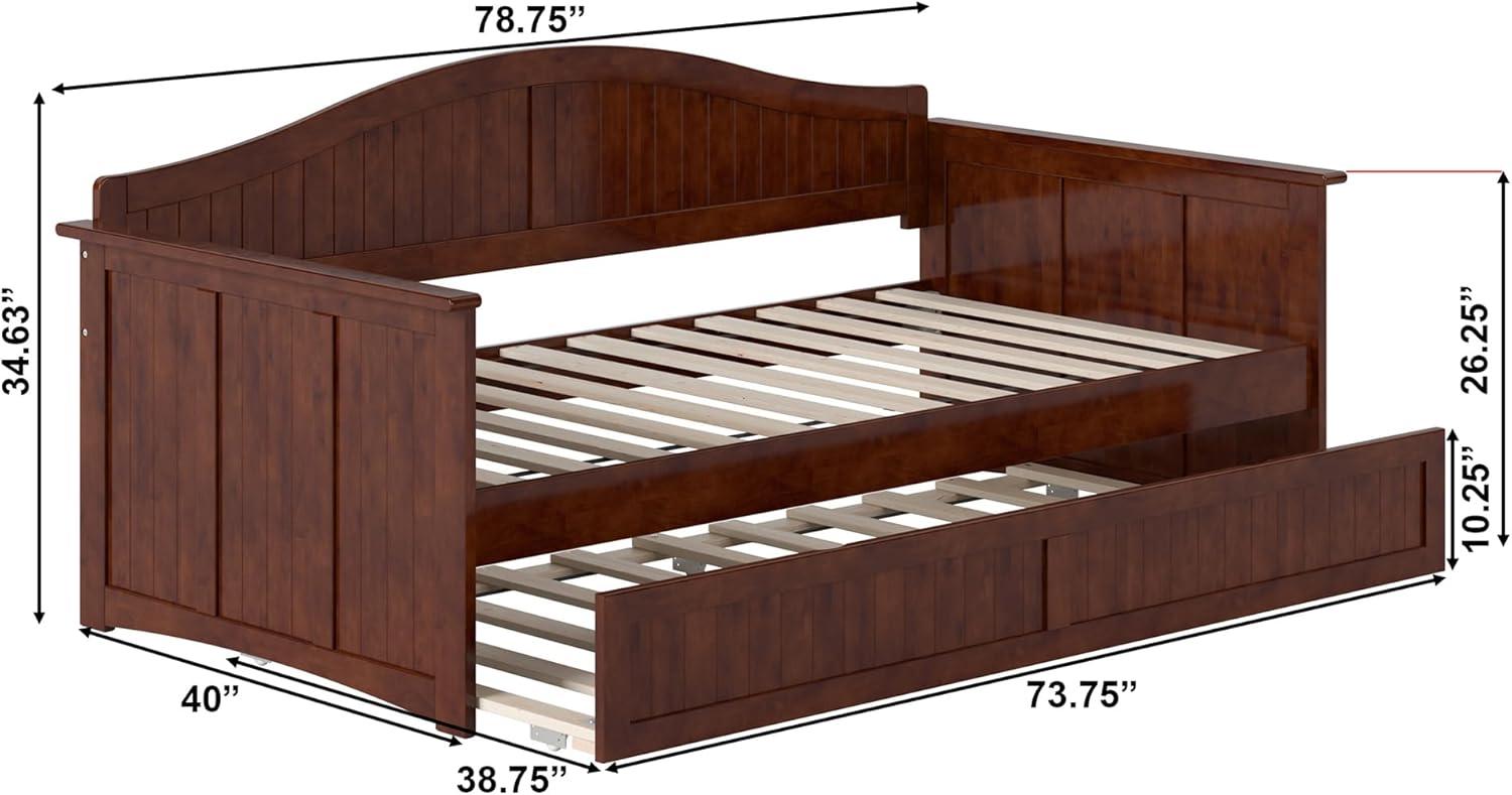 Nantucket Walnut Twin Wood Daybed with Trundle and Drawer