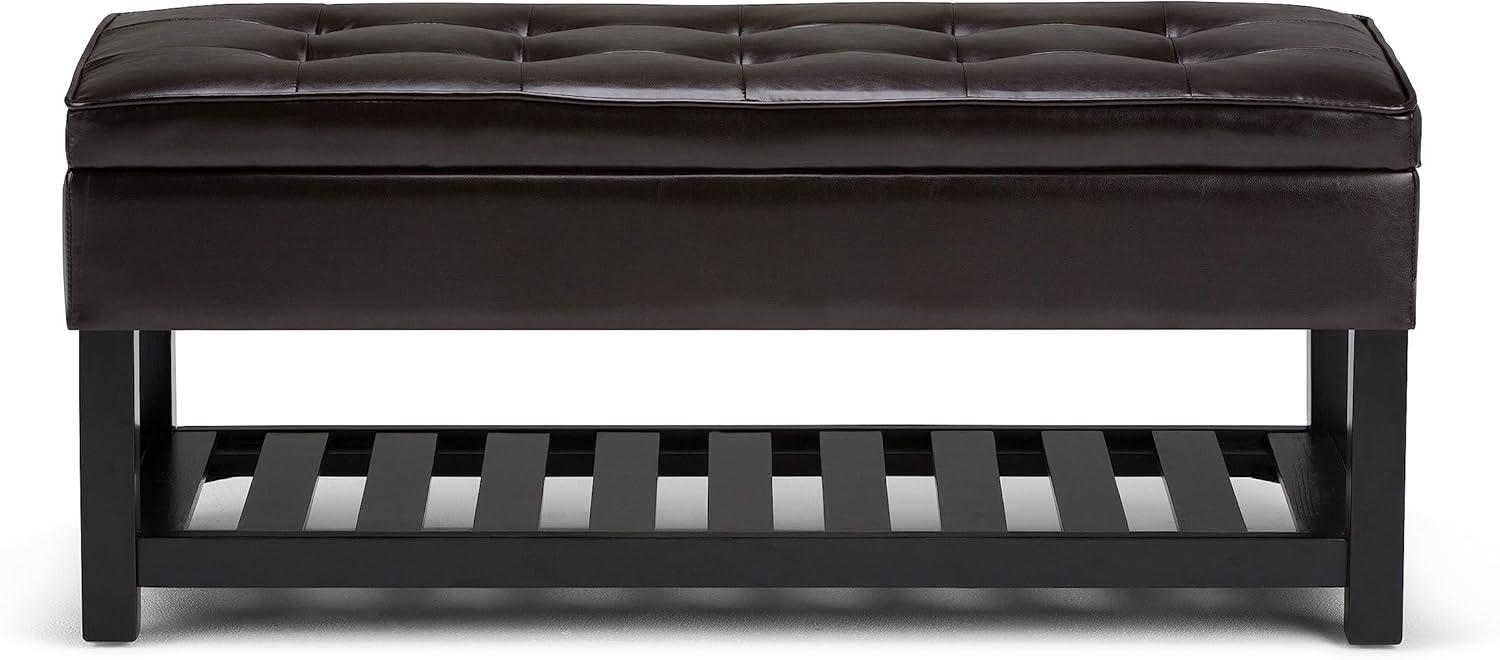 Simpli Home Cosmopolitan 44"W Transitional Tufted Storage Ottoman Bench with Lift Top