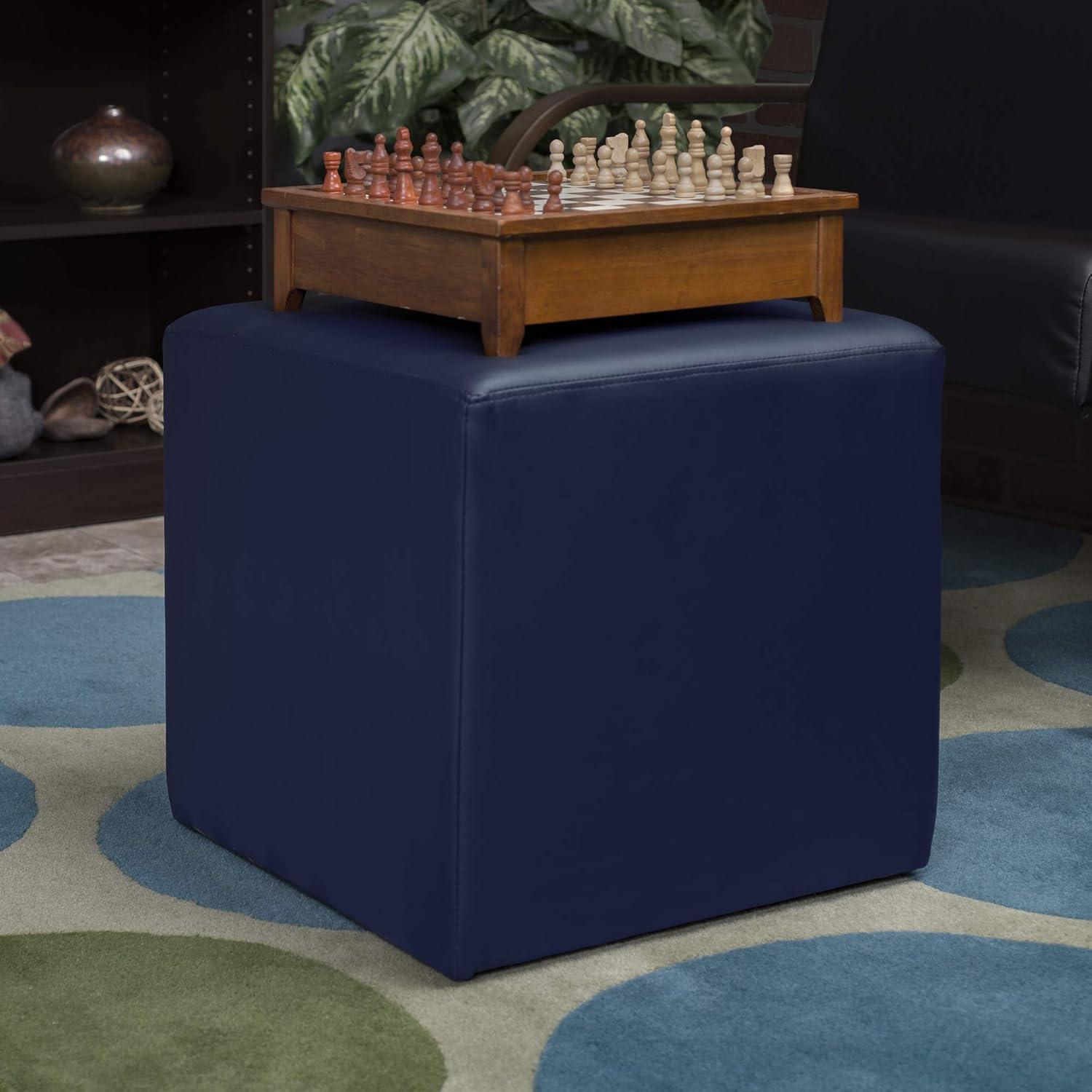 Regency Jean Plush Square Ottoman in Naval Blue