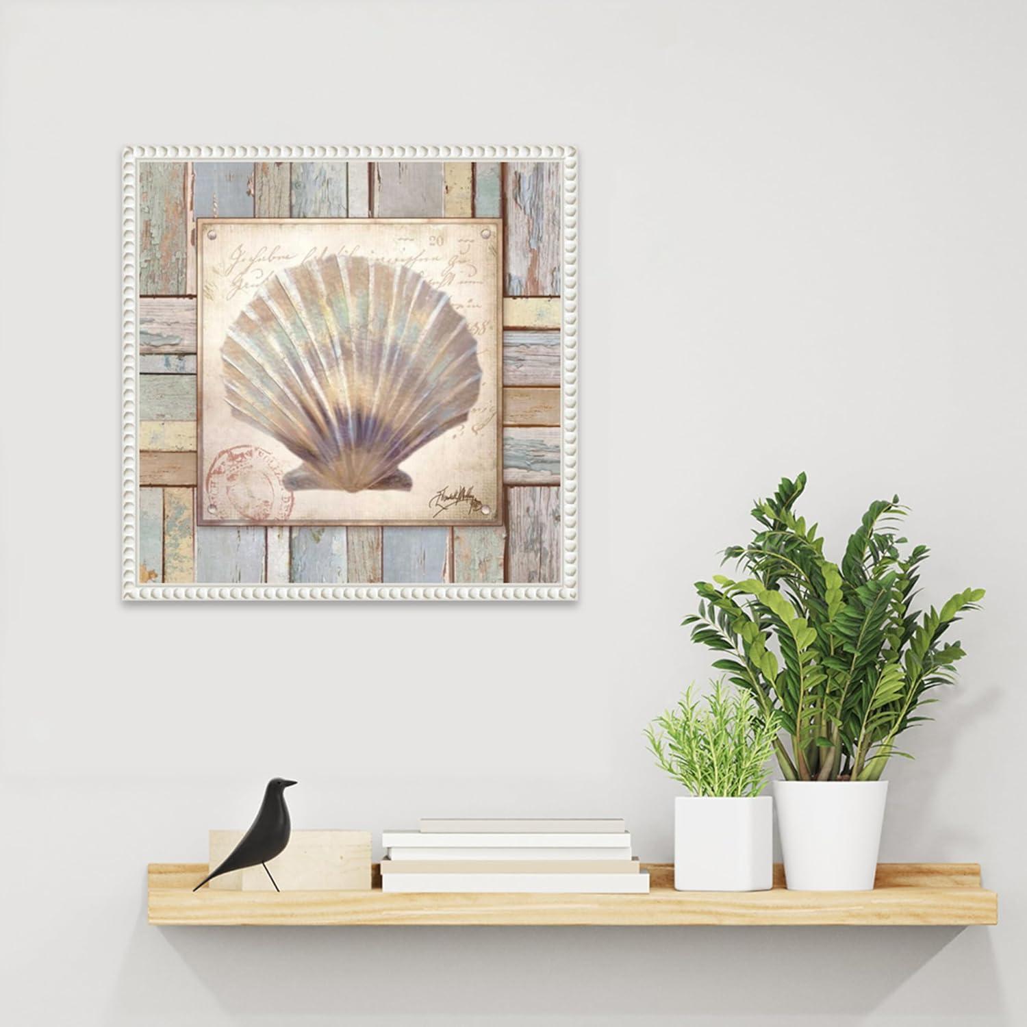 Amanti Art 16"x16" Beach Shell I by Elizabeth Medley: Coastal Nautical Wall Decor, Modern Style