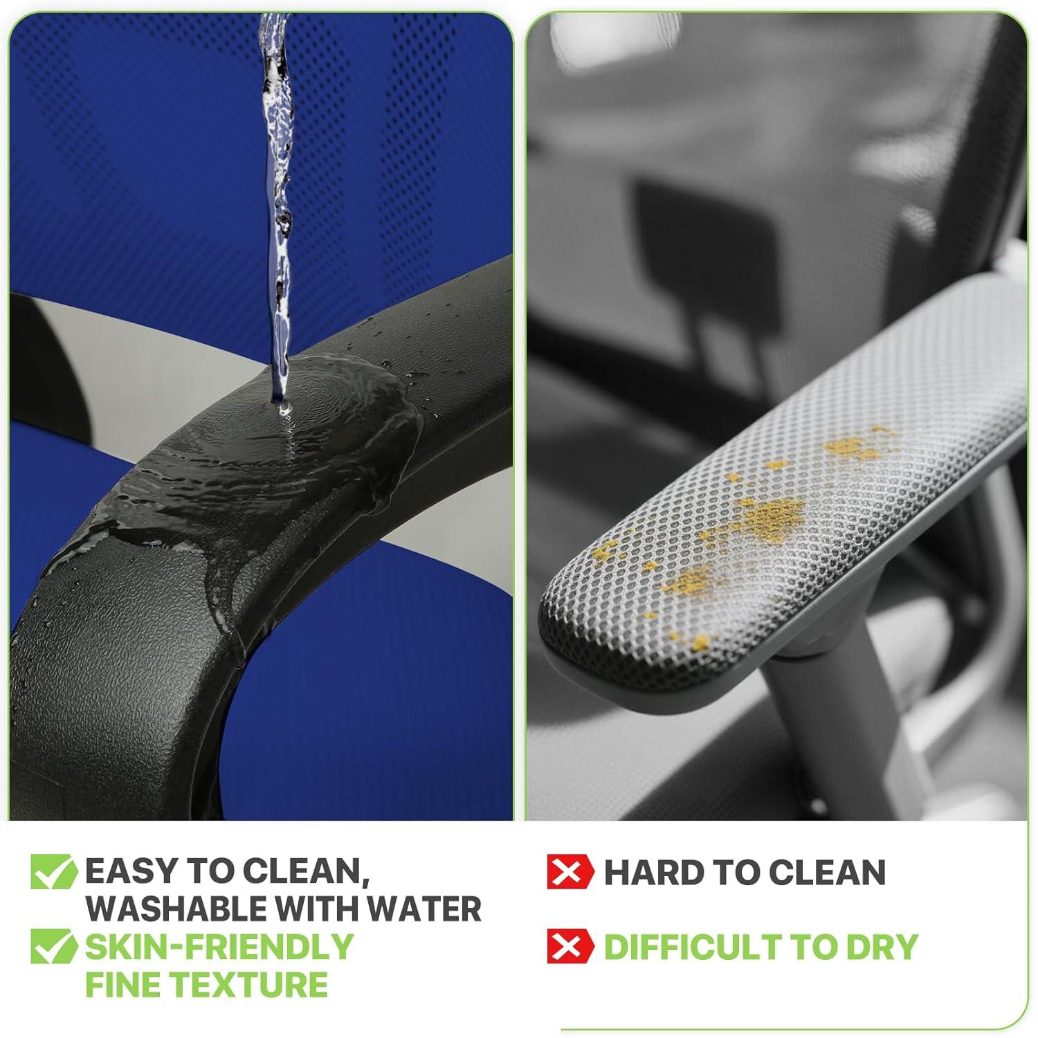 Magshion Set of 2 Office Chairs Mid Back Swivel Desk Chairs, Height Adjustable Ergonomic Mesh Computer Chairs with Armrest & Lumbar Support, Navy Blue