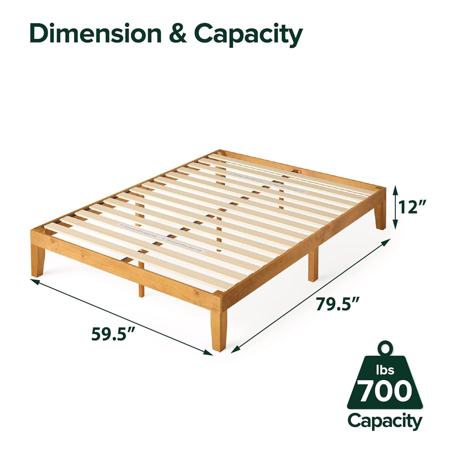 Queen Alexia Standard Wood Platform Bed Frame Natural - Zinus