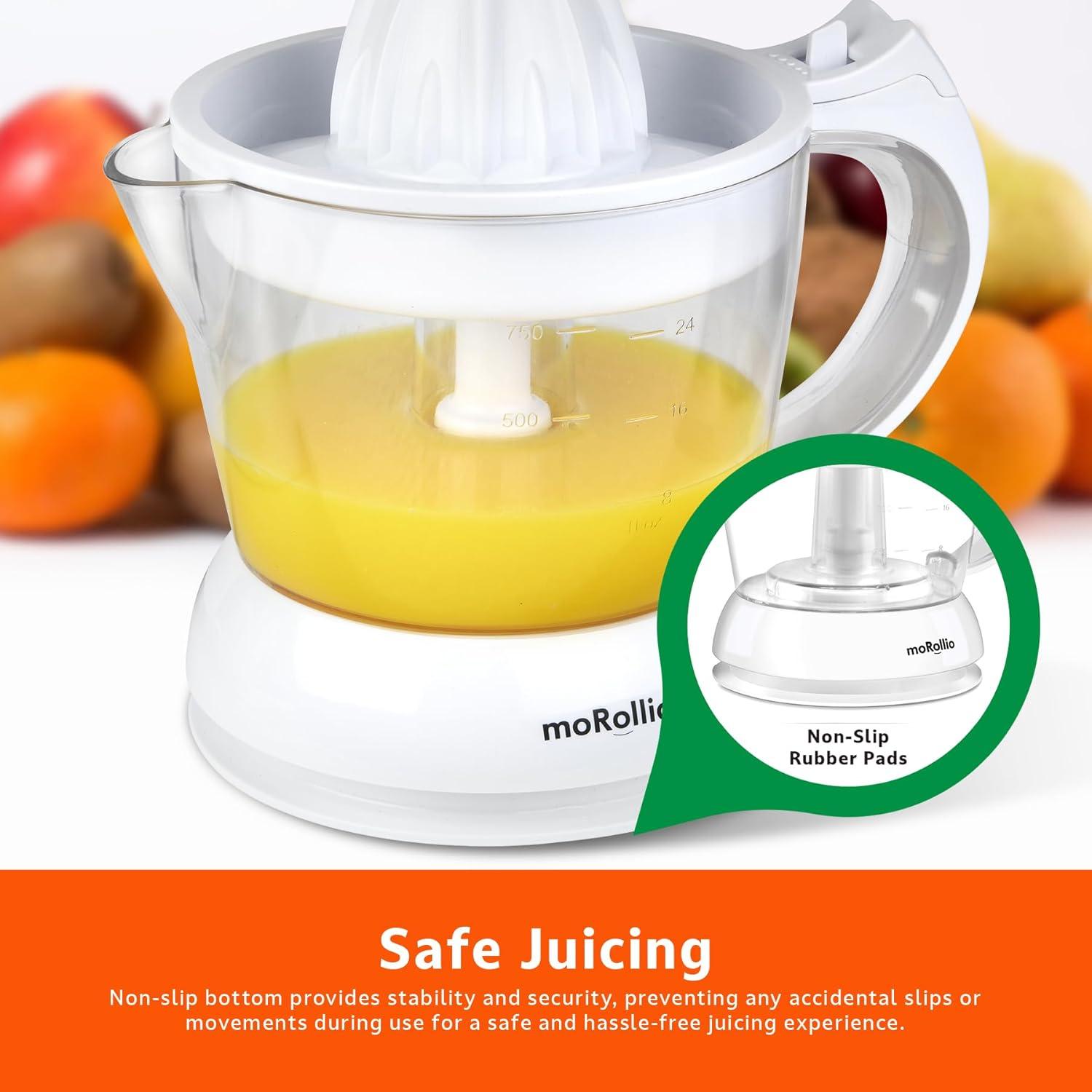 moRollio Electric Citrus Juicer, Compact Space-Saving Orange Juicer, 24oz