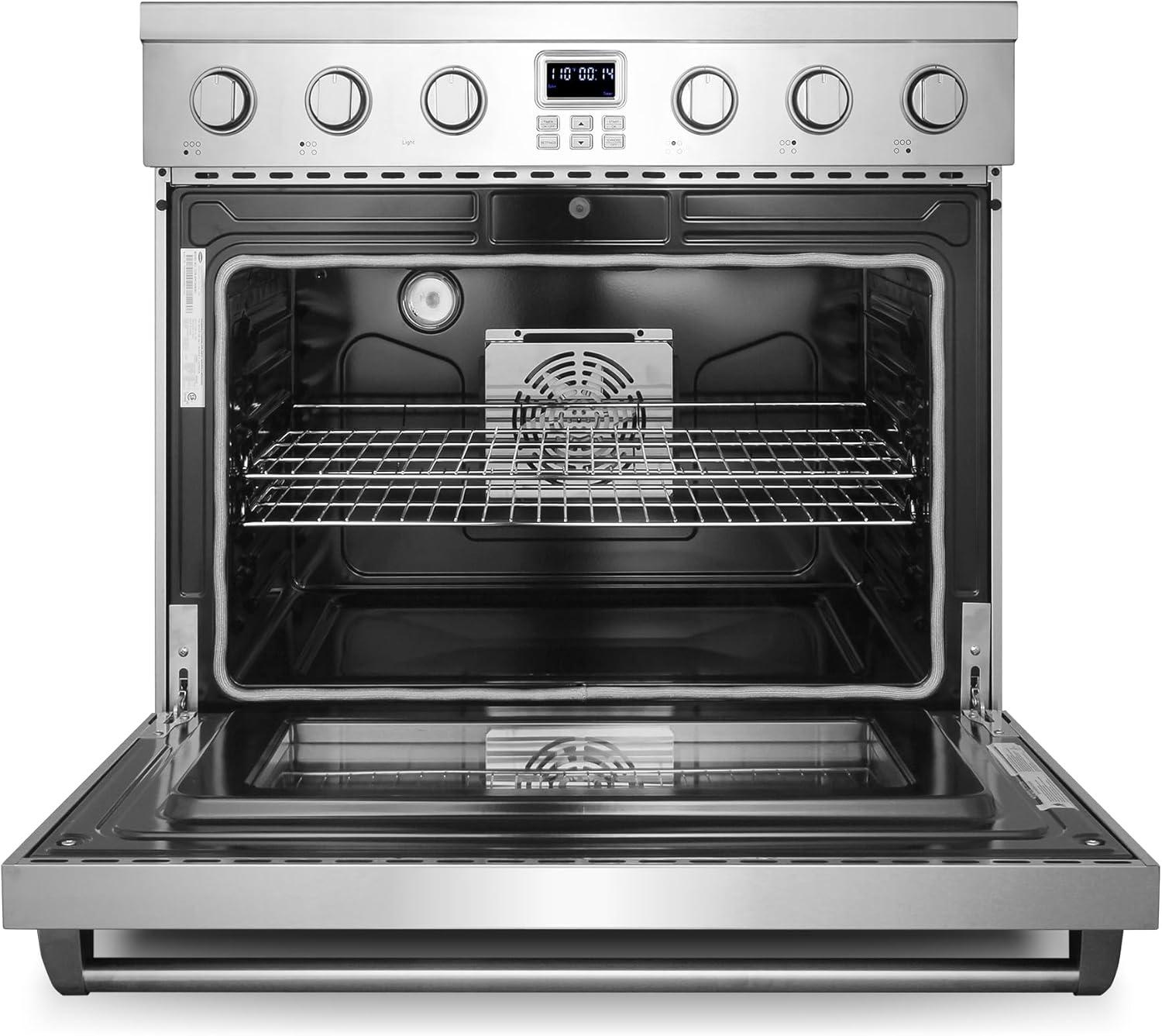 Cosmo 36 in. Haven Collection 6.0 cu. ft. Electric Ceramic Glass Range, 5 Burner Elements, Convection Oven, Stainless Steel