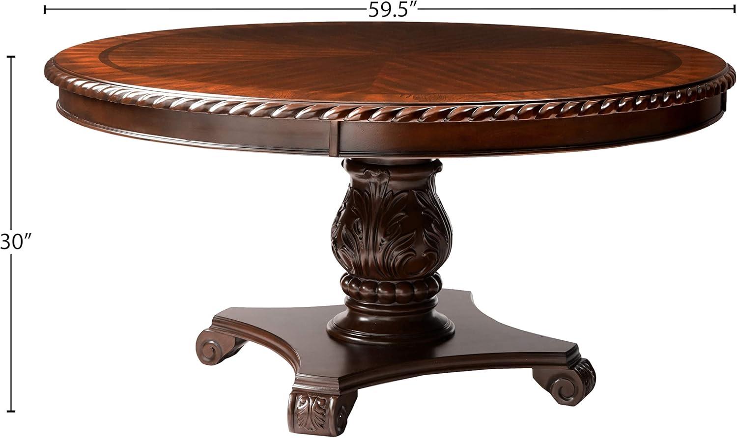 Furniture of America Ramsaran Wood Pedestal Dining Table in Brown Cherry