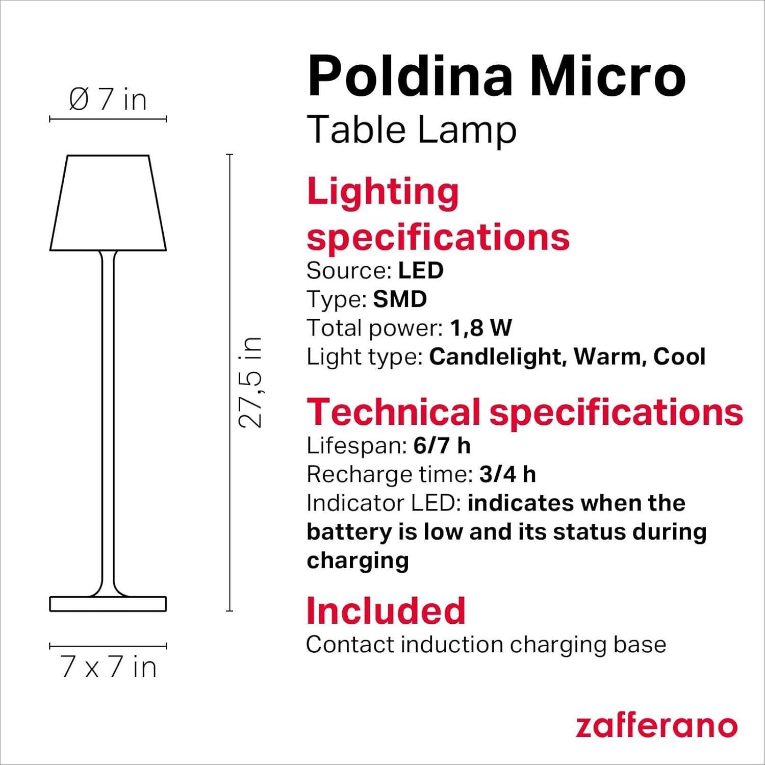 Dark Grey Cordless Touch LED Table Lamp