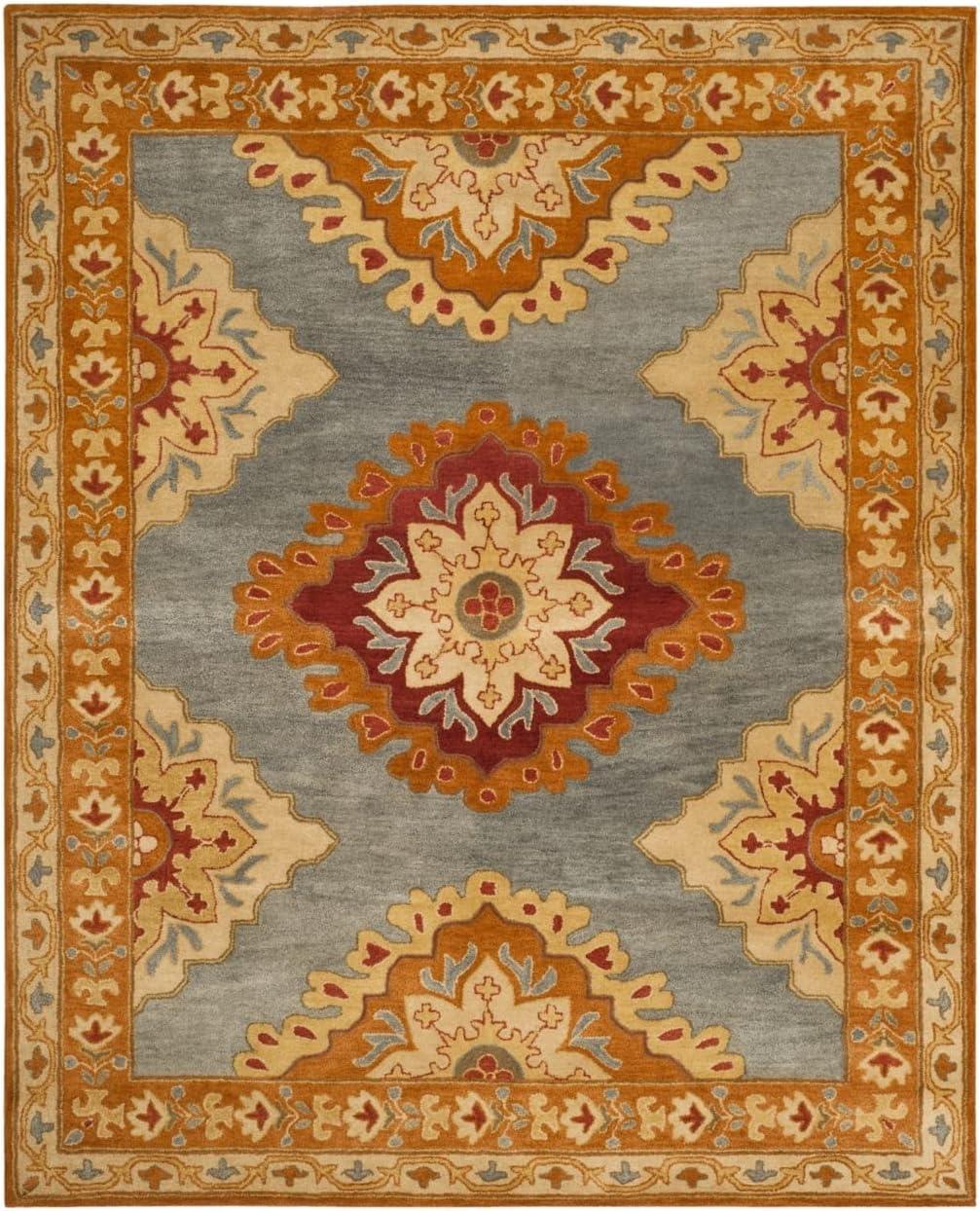 Heritage Blue and Rust Hand-Tufted Wool 8' x 10' Area Rug