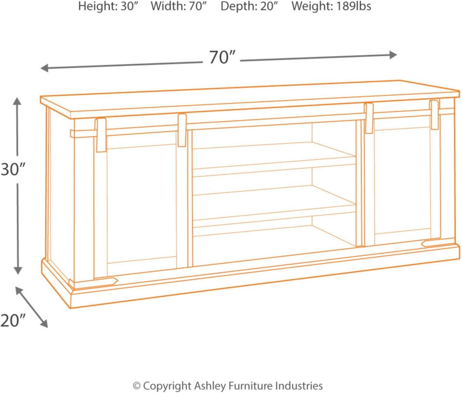 Ashley Furniture Budmore 70"" TV Stand in Rustic Brown