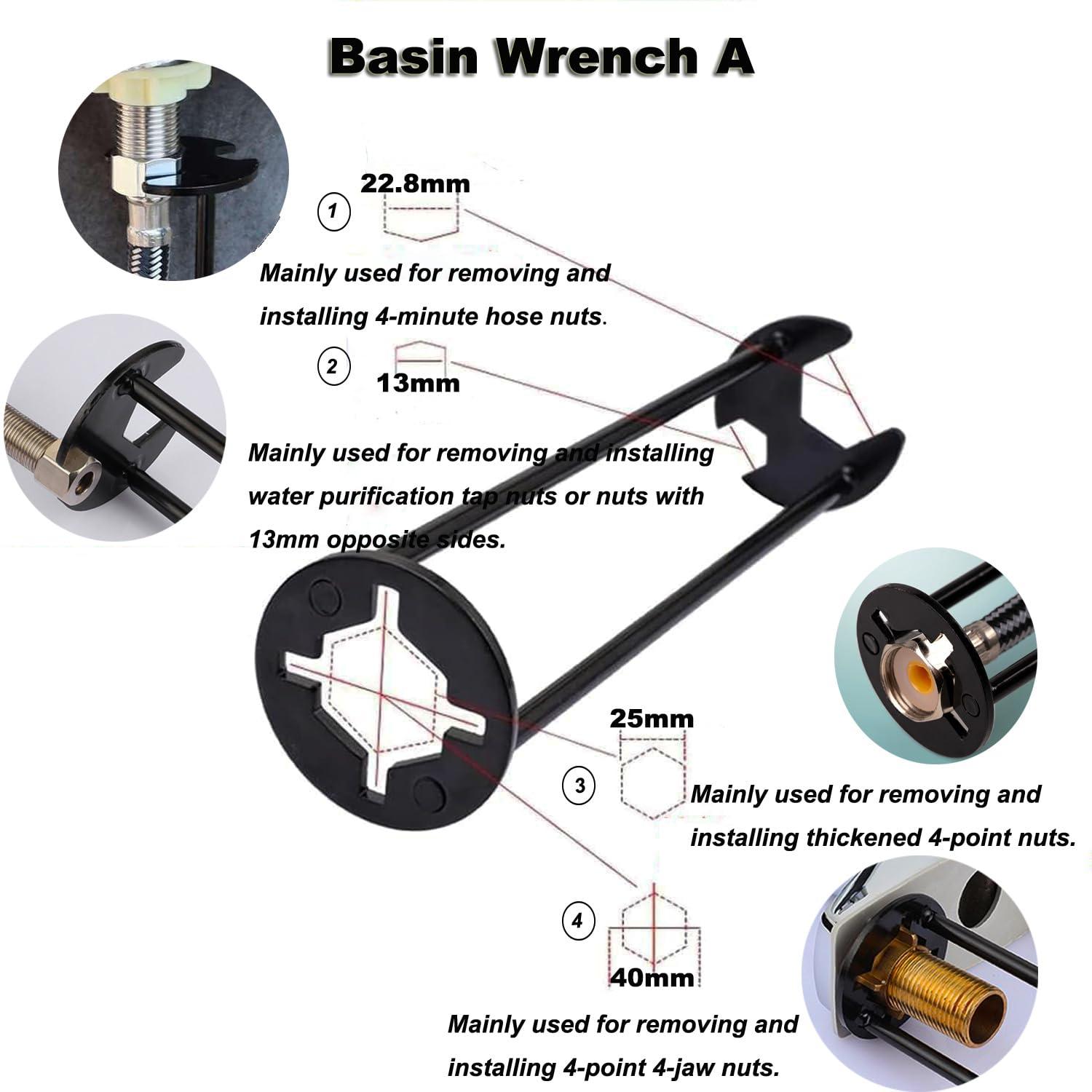 Llave, Herramienta Universal Debajo Del Fregadero Debajo Del Fregadero Llave de Fontaneros Llave de Fregadero 7 Tamaños Grifo Debajo de 2 Pzas Debajo de 2 Pzas Debajo