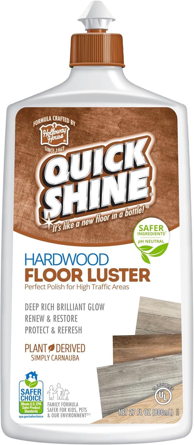 Quick Shine Hardwood Floor Luster, Pfas-Free Formula Floor Polish with Plant-Derived Carnauba 27oz