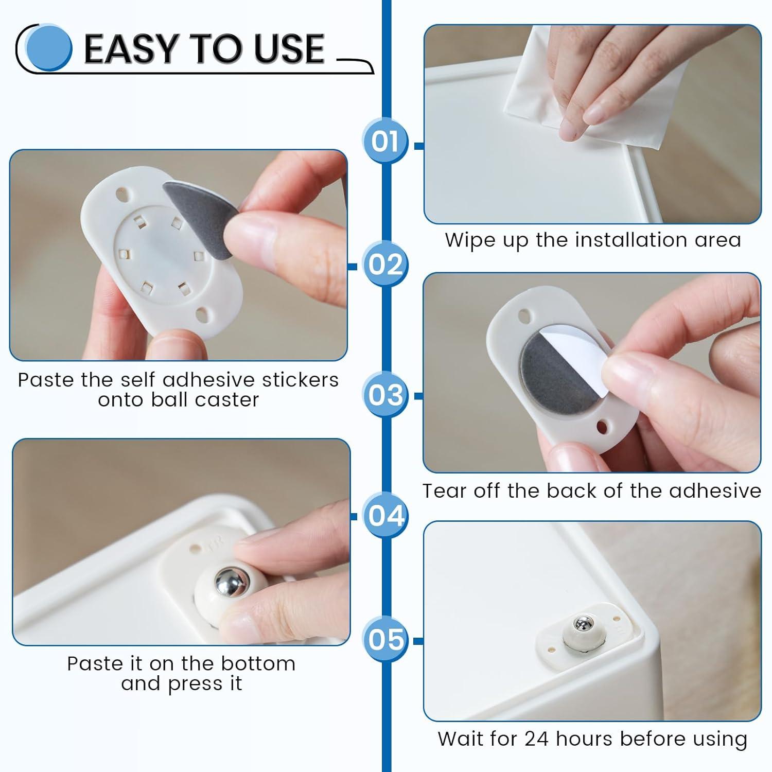 White Self-Adhesive Mini Swivel Caster Wheels for Small Furniture