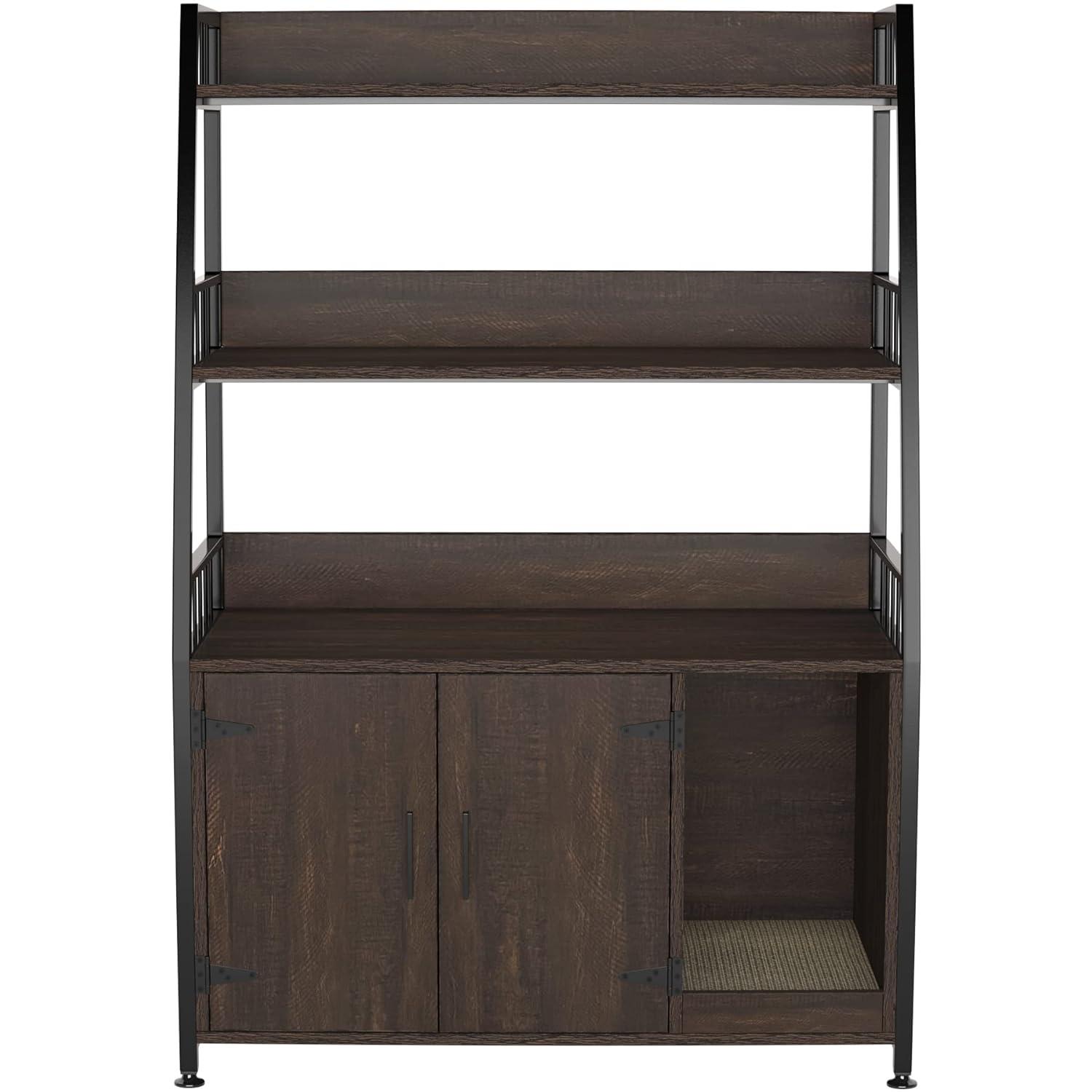 GDLF Large Hidden Cat Litter Box Enclosure Furniture with Shelf  Cat Washroom Storage with Scratch