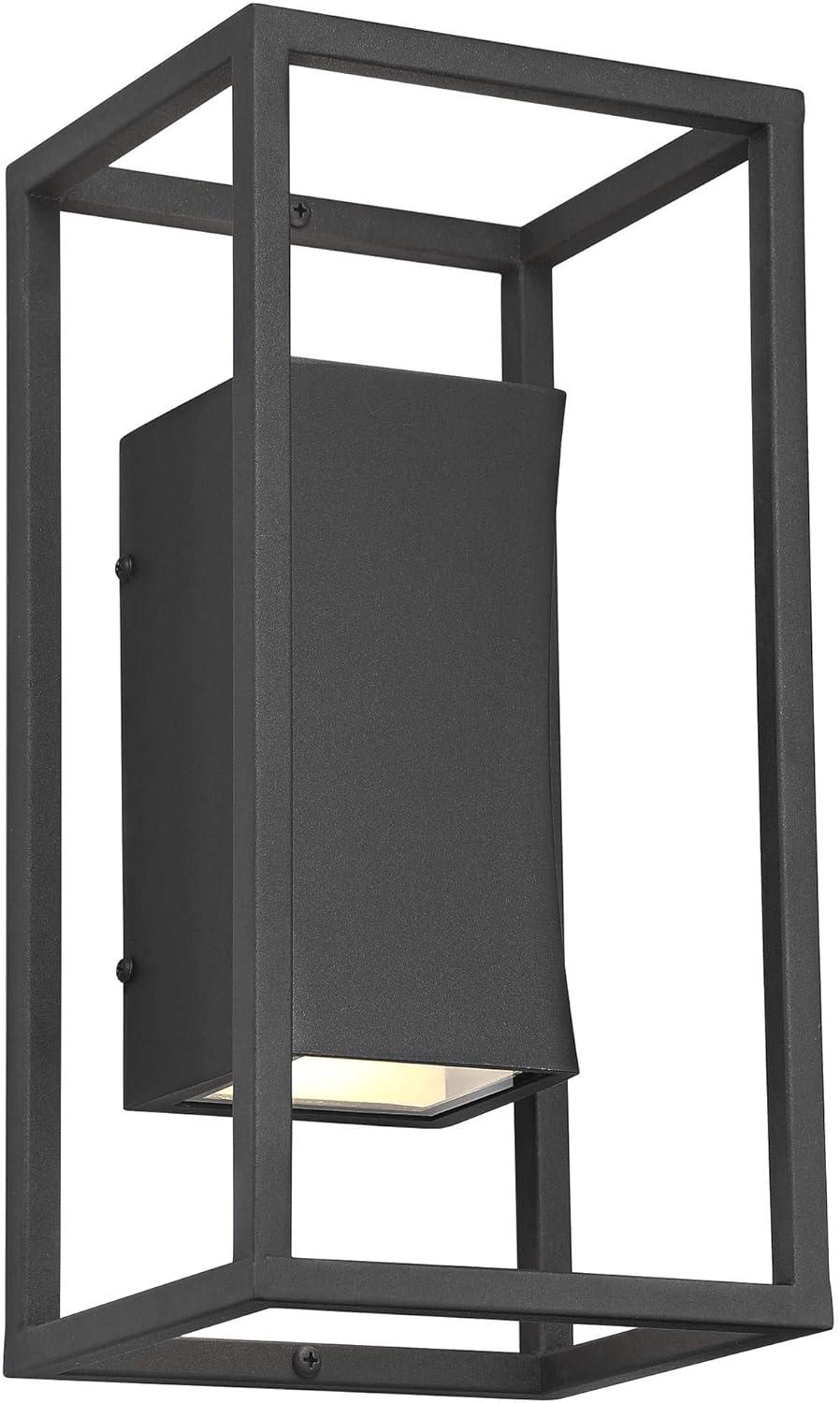 Textured Black LED Outdoor Wall Light with Sanded Glass Diffuser