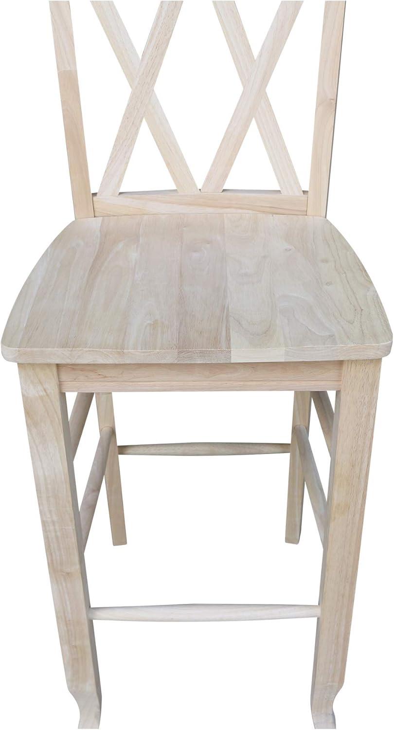 30&#34; Double X-Back Counter Height Barstool Unfinished - International Concepts