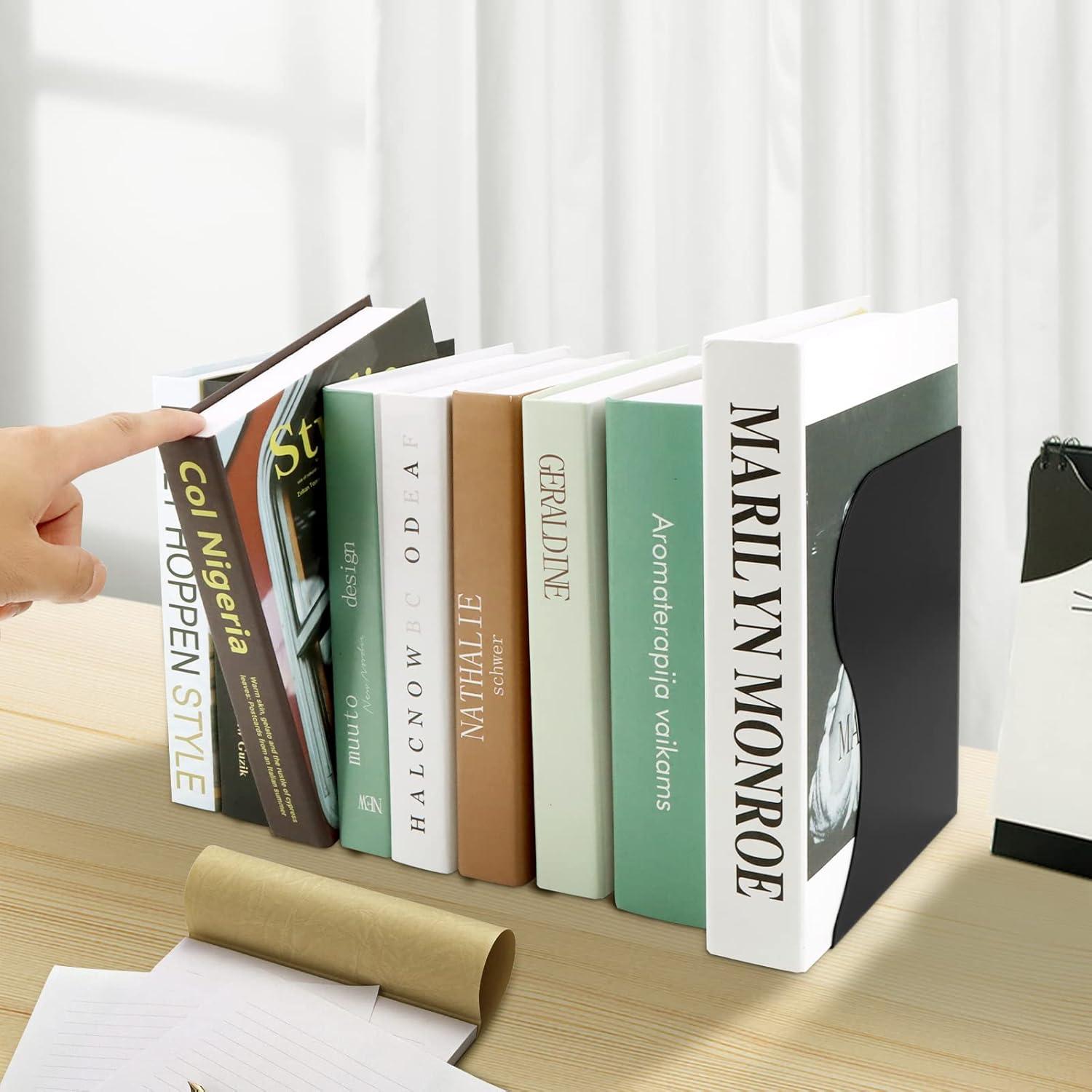 Adjustable Book End Metal Bookends Book Holder for Shelves Book Organizer for Desk Suitable for Office Home and School Black