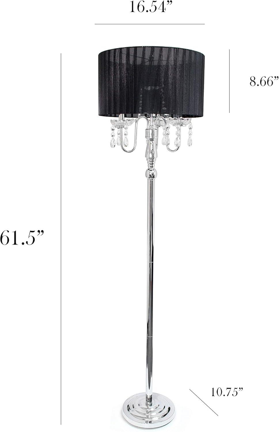 Trendy Romantic Sheer Shade Floor Lamp with Hanging Crystals  - Elegant Designs