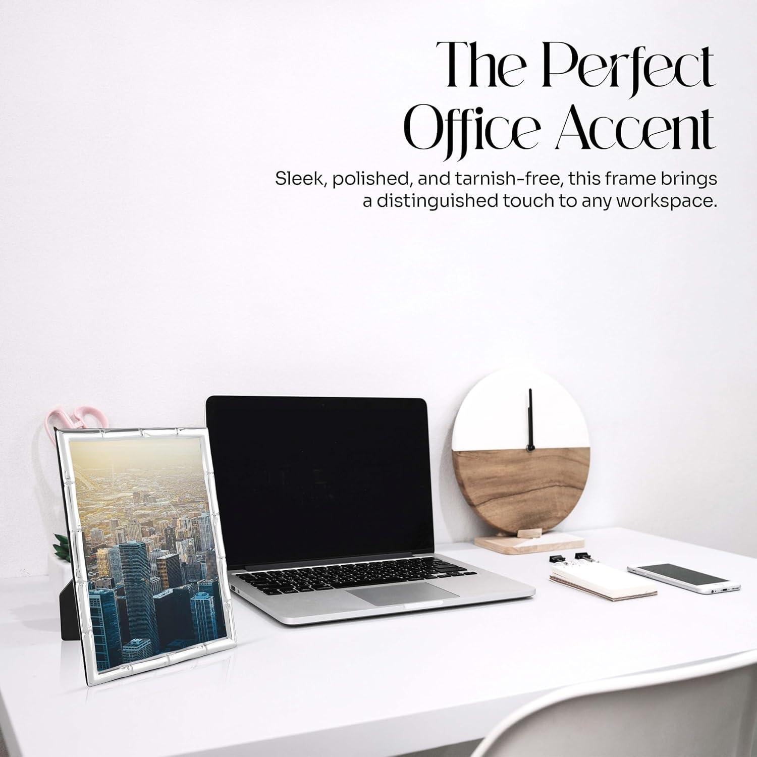 Bamboo Sterling Silver Picture Frames - Handmade in Italy, Tarnish-free, Silver Picture Frame with Dual Easel for Portrait & Landscape Display, Exceptional Gift for Any Occasion (4X6)