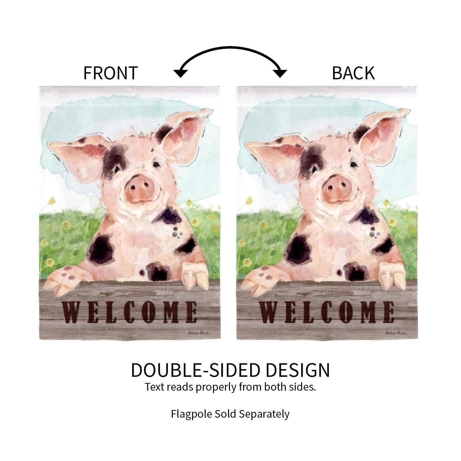 Evergreen Garden Flag Spotted Pig Suede Double Sided Indoor Outdoor Decor 18" x 12.5"