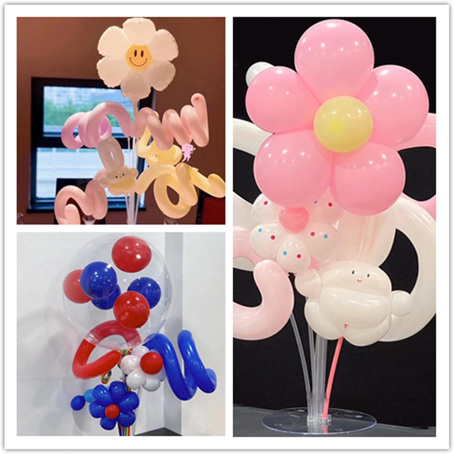8 Sets 28 Inch Balloon Stand Kits, Balloon Sticks with Base For Table Floor Graduation Baby Shower Happy Birthday Engagement Fiesta Party Decorations Class