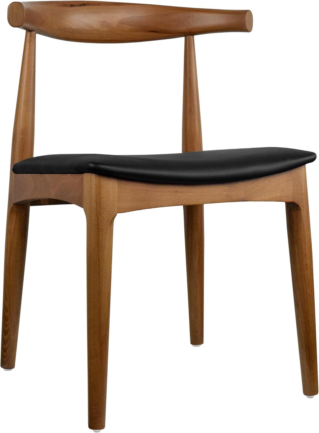 2xhome Set of 2 Solid Wood Farmhouse Dining Elbow Chairs with PU Leather Cushion Seats - Kennedy Presidential Accent Armchairs for Kitchen Dining Room or Office, Espresso