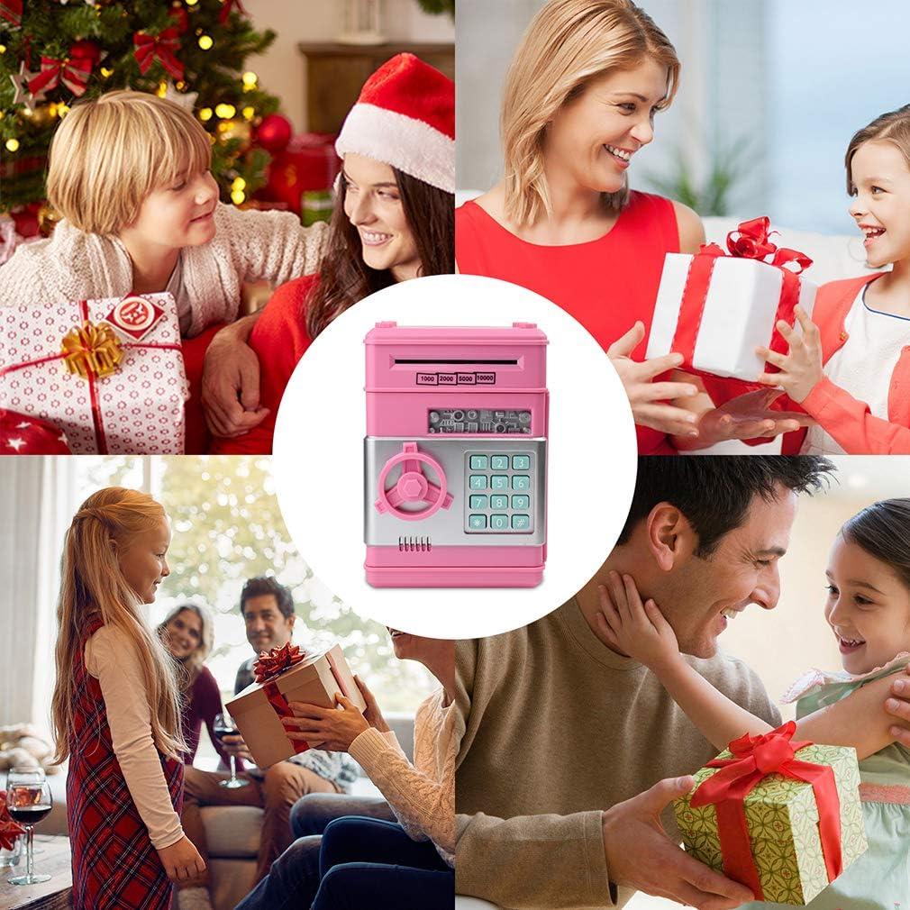 Piggy Bank, Toys for Girls Ages 5-7, 8-10, Electronic ATM Password Cash Coin Can Auto Scroll Paper Money Saving Box Toys for 6 7 8 9 10 11 12 Year Old Girl Christmas Birthday Gifts (Pink)