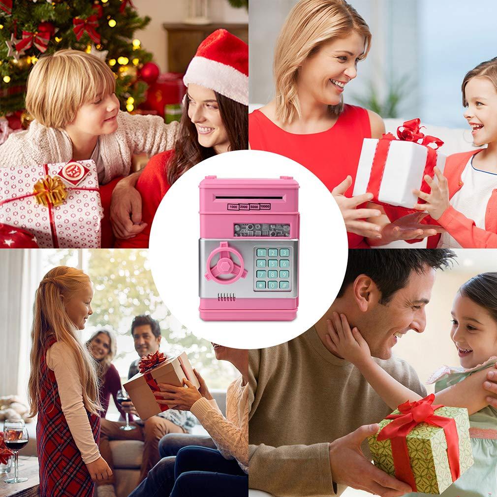 Piggy Bank, Toys for Girls Ages 5-7, 8-10, Electronic ATM Password Cash Coin Can Auto Scroll Paper Money Saving Box Toys for 6 7 8 9 10 11 12 Year Old Girl Christmas Birthday Gifts (Pink)