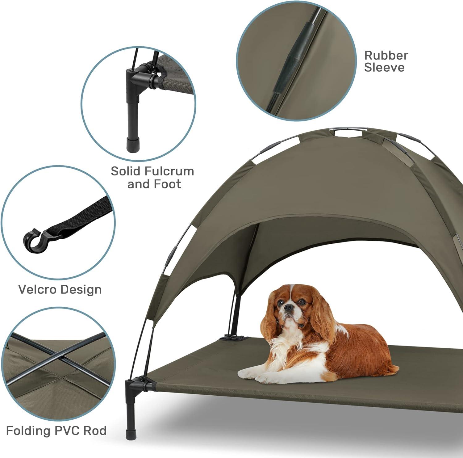 Tucker Murphy Pet™ Elevated Dog Bed With Canopy, Outdoor Dog Cot With Removable Canopy Shade Tent, Raised Pet Cot