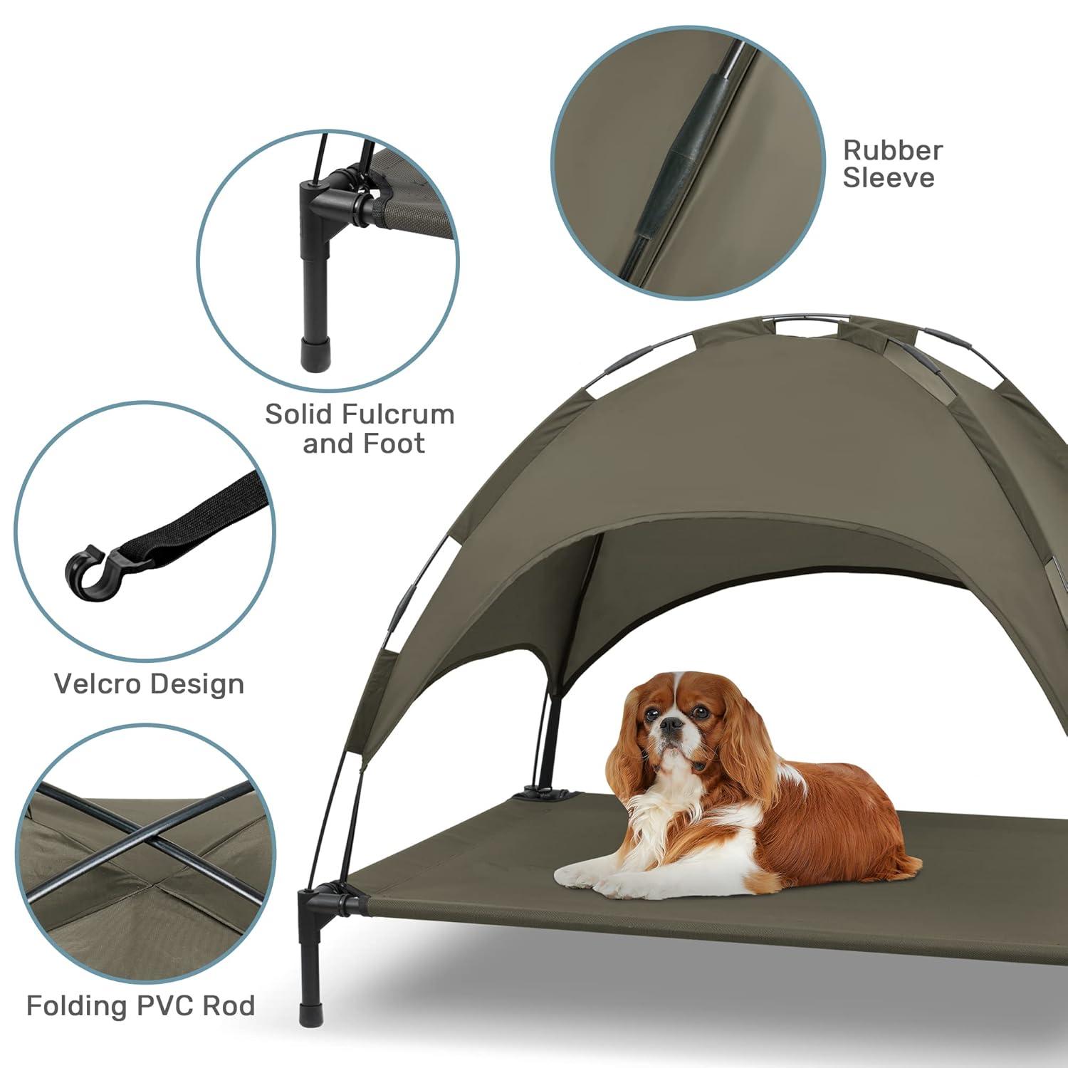 Tucker Murphy Pet™ Elevated Dog Bed With Canopy, Outdoor Dog Cot With Removable Canopy Shade Tent, Raised Pet Cot