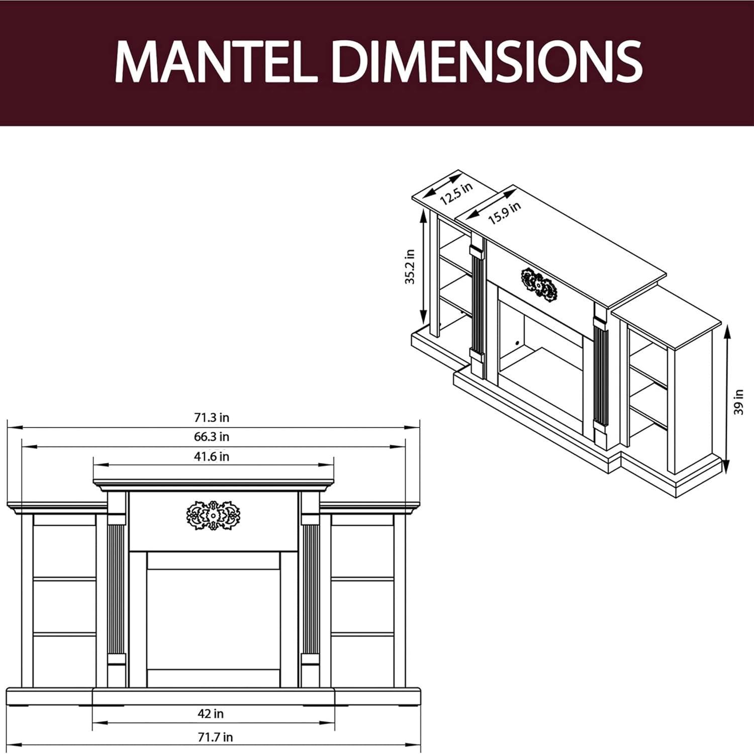 Sanoma 72'' Walnut Mantel Electric Fireplace with Charred Log Display