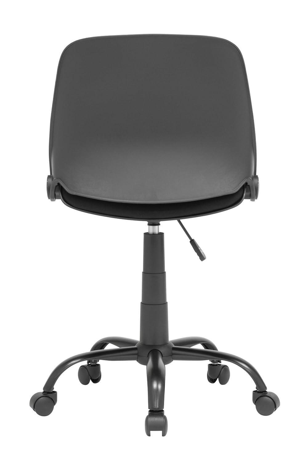 Folding Back Task Chair Black - studio designs: Swivel, Adjustable, Armless