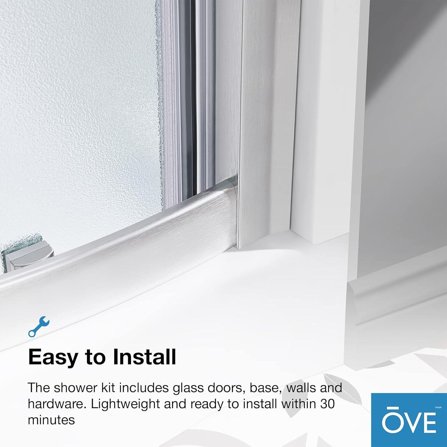 OVE Decors Breeze 33 in. Round Shower Kit w/ Frosted, Base, Wall