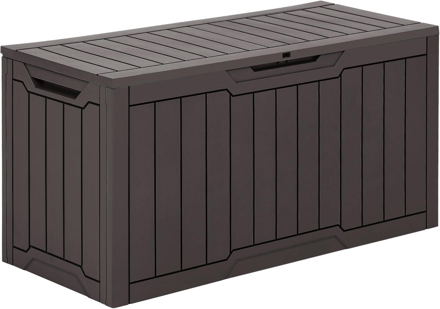 YITAHOME 80-Gallon Waterproof Resin Outdoor Storage Box, Lockable Storage Container for Outdoor Furniture, Cushion Storage, Pool Accessories, Garden Tools and Sporting Gear, Black