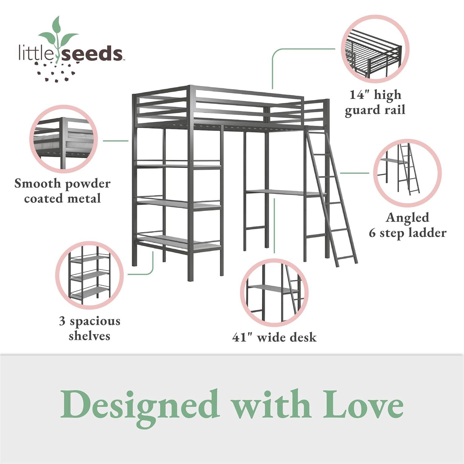 Max & Finn Nova Twin Metal Platform Loft Bed with Built-in-Desk