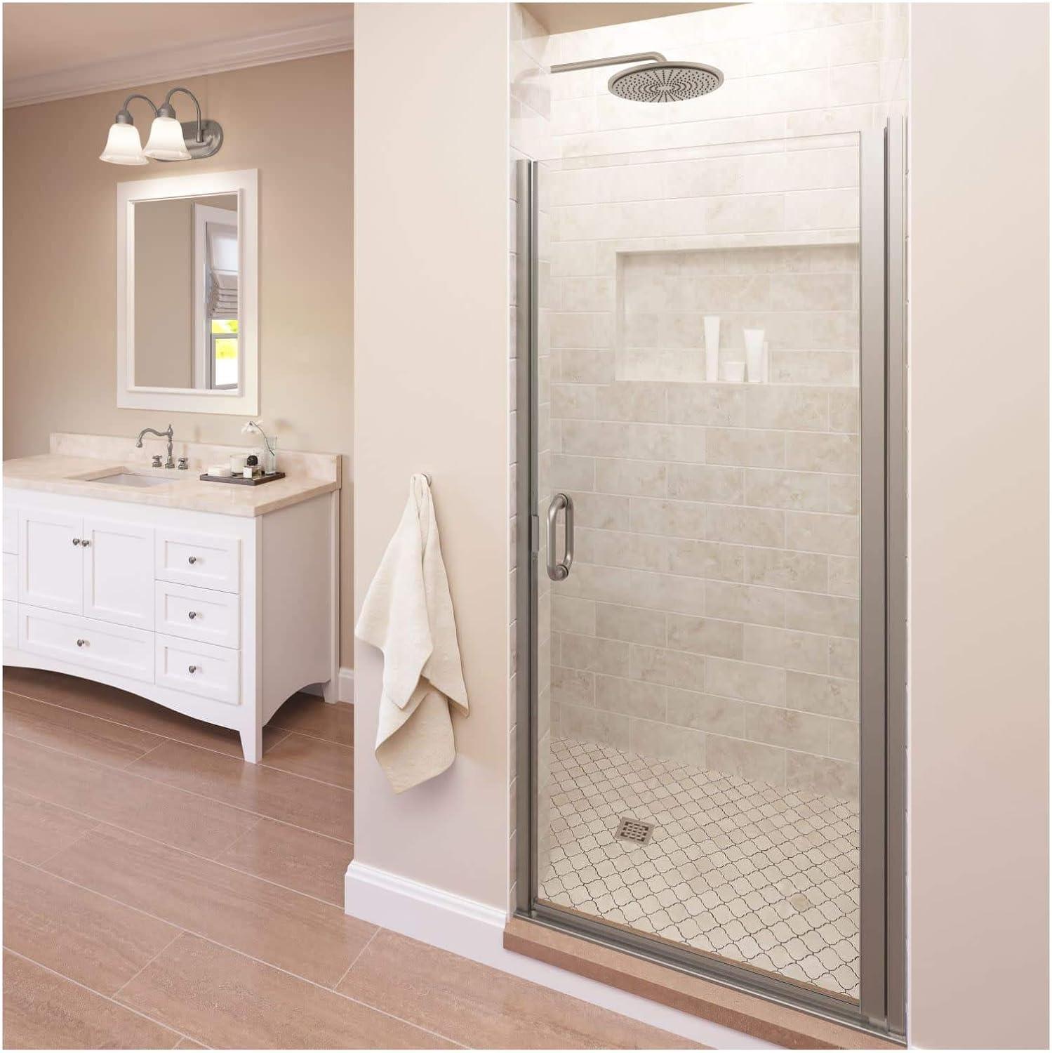 Infinity Brushed Nickel Semi-Frameless Hinged Shower Door